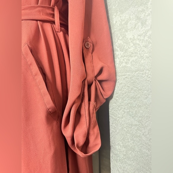 Torrid Belted Sheer Coat Roll-Tab Sleeve in Copper Sz 0/L - Picture 5 of 12